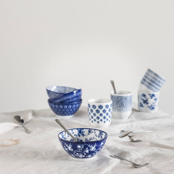 ENTUSIASM mug, patterned/blue, 22 cl, 4 pack