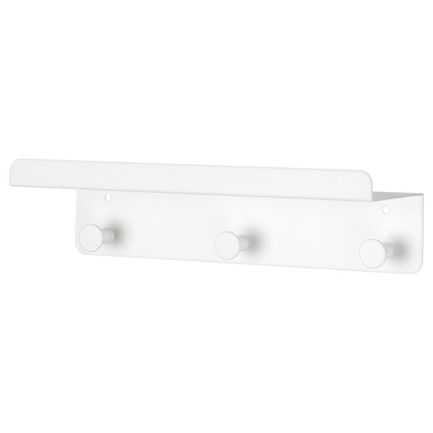 ENUDDEN wall shelf with 3 hooks, white, 30x8 cm