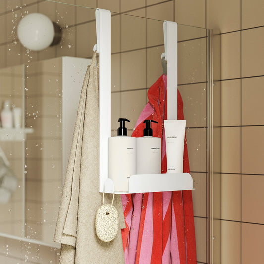 ENUDDEN hanging shower shelf with hooks, white, 31x9x51 cm