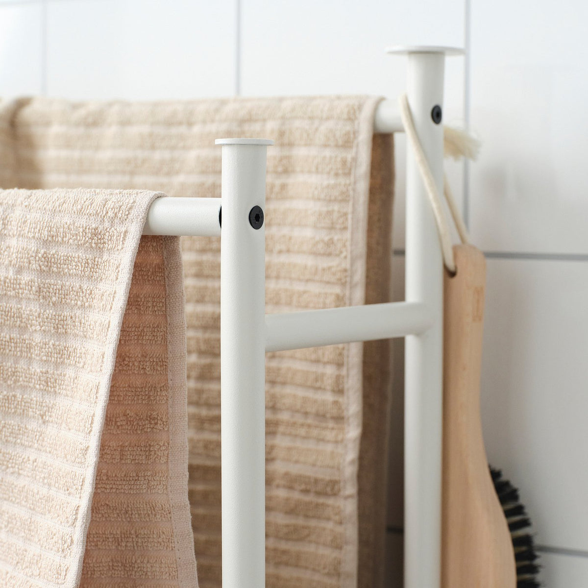 ENUDDEN towel stand with 2 rails, white, 47x85 cm
