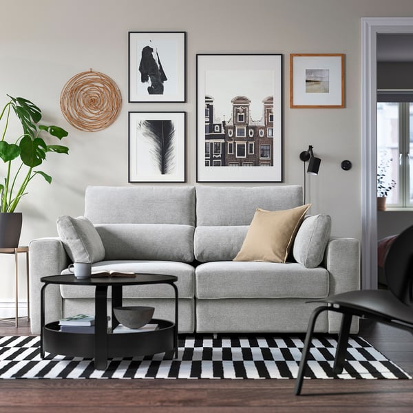 ESKILSTUNA 2-seat sofa, Tallmyra white/black, 190x100x109 cm