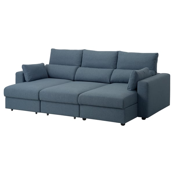 ESKILSTUNA 3-seat sofa with chaise longue, Gunnared blue, 225x5x162 cm