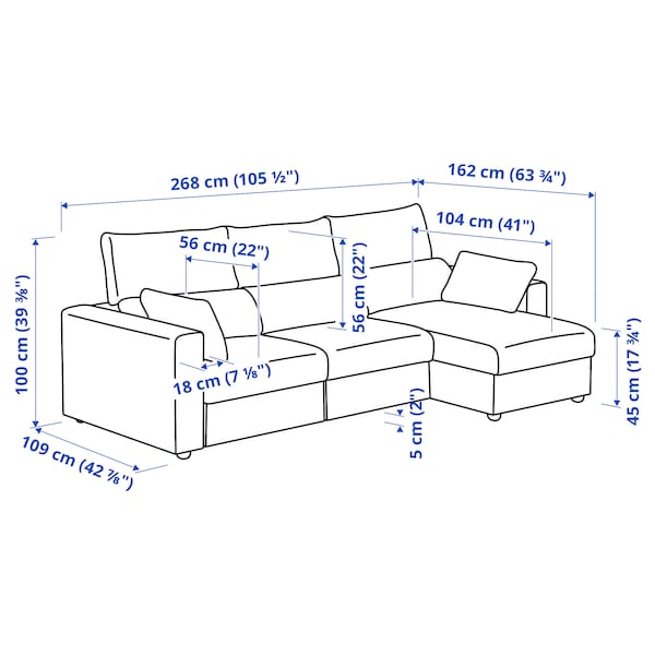 Ikea ESKILSTUNA - 3-seater sofa with chaise-longue ,