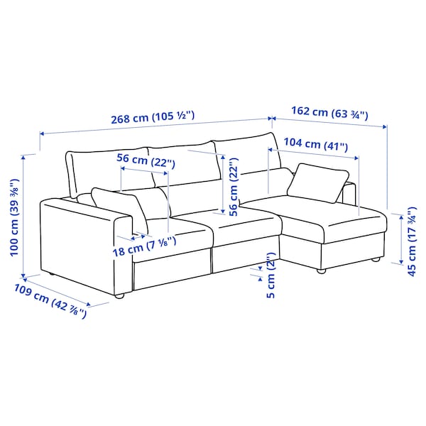 Ikea ESKILSTUNA - 3-seater sofa with chaise-longue, Hillared beige