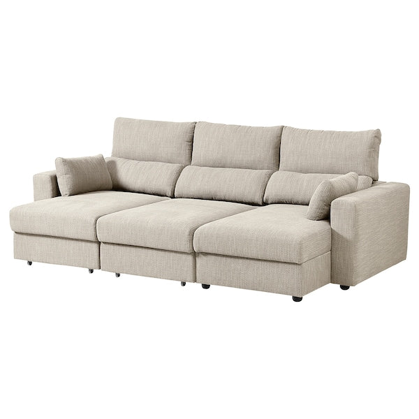 ESKILSTUNA - 3-seater sofa with chaise-longue, Hillared beige