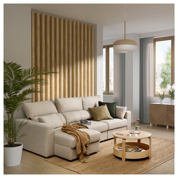 ESKILSTUNA 3-seat sofa with chaise longue, Hillared beige, 268x100x162 cm