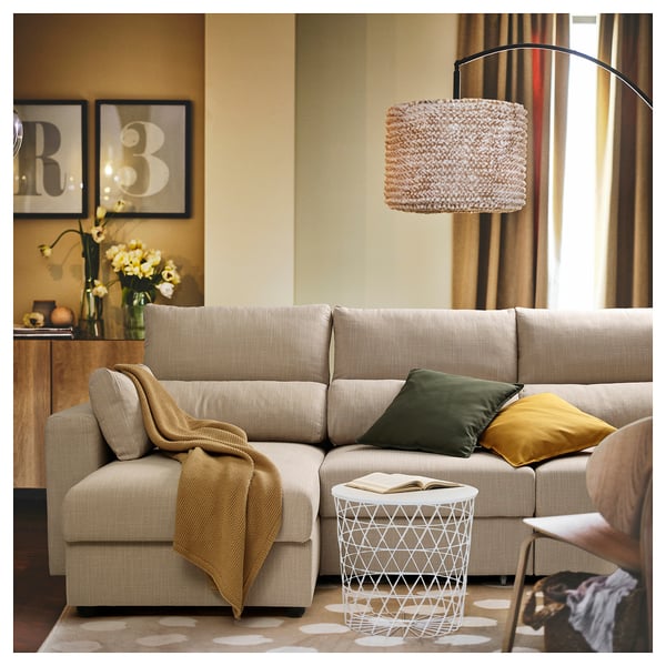 ESKILSTUNA 3-seat sofa with chaise longue, Hillared beige, 268x100x162 cm