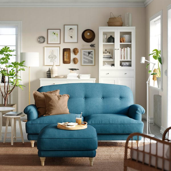 ESSEBODA - 2-seater sofa, Tallmyra/Birch blue ,