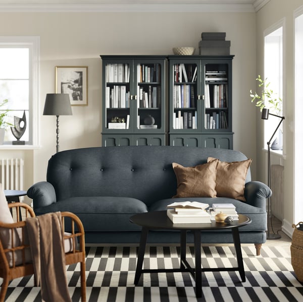 ESSEBODA - 3-seat sofa, Knäbäck anthracite / brown