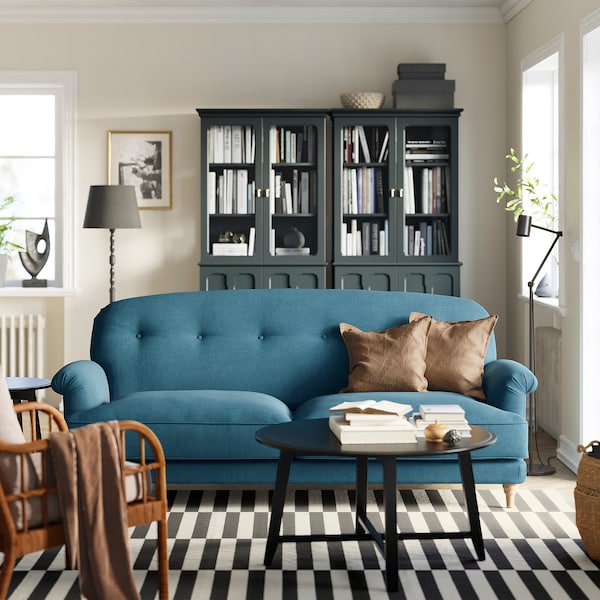 ESSEBODA - 3-seat sofa, Tallmyra / birch blue