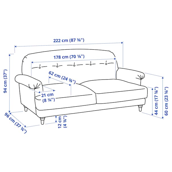 ESSEBODA - 3-seat sofa, Tallmyra / birch blue