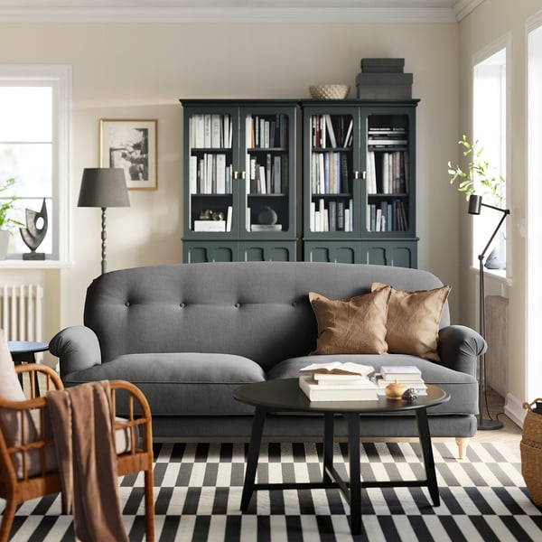 ESSEBODA - 3-seater sofa, Tallmyra/smoke birch grey ,