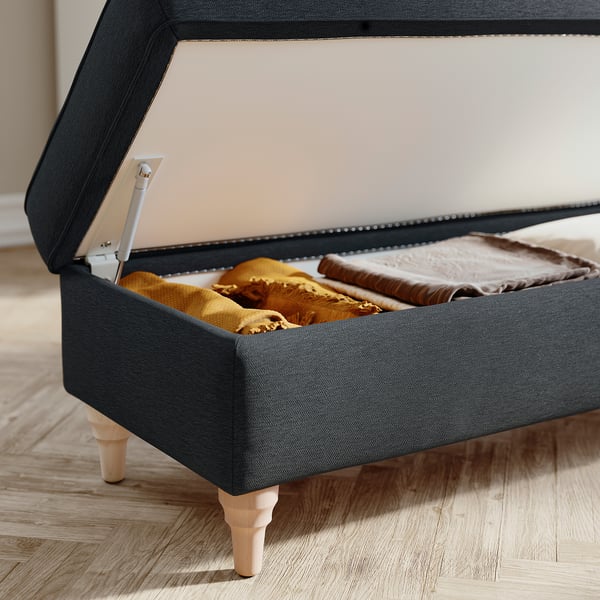 ESSEBODA - Bench with Storage, Knäbäck / birch anthracite ,