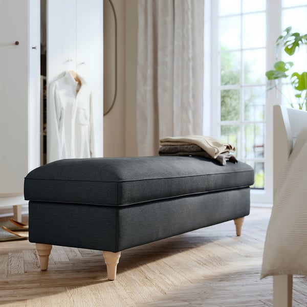 ESSEBODA - Bench with Storage, Knäbäck / birch anthracite ,