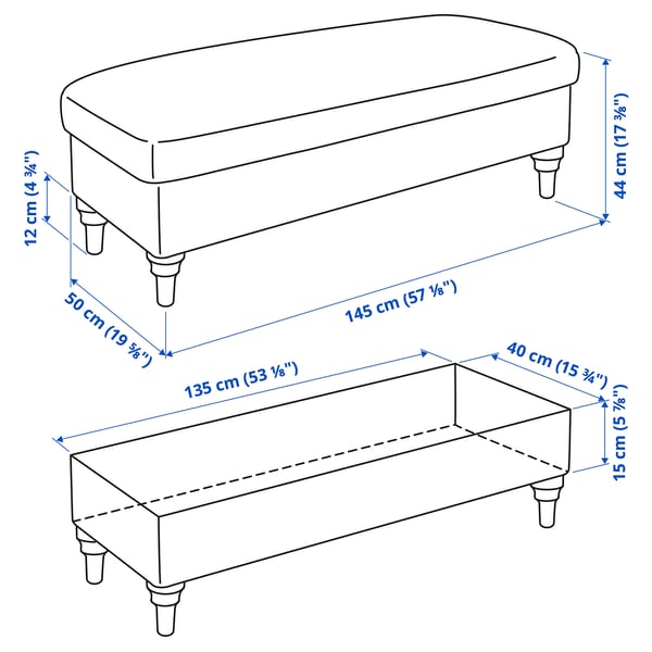 ESSEBODA - Bench with Storage, Knäbäck / birch anthracite ,