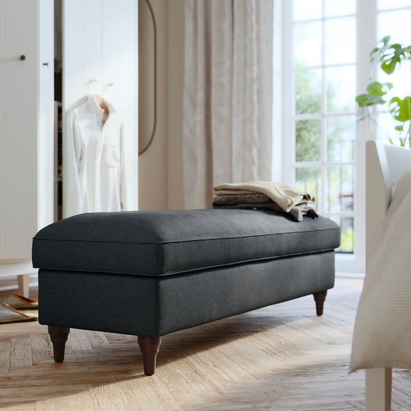 ESSEBODA bench with storage, Knäbäck anthracite/brown, 145x12x50 cm