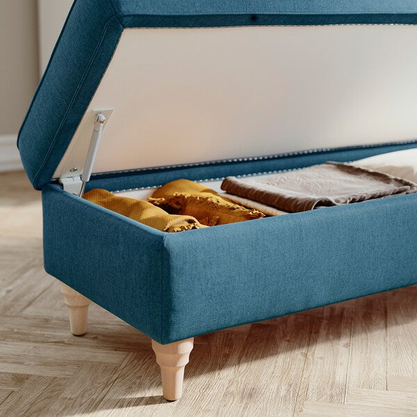 ESSEBODA - Bench with storage, Tallmyra / birch blue