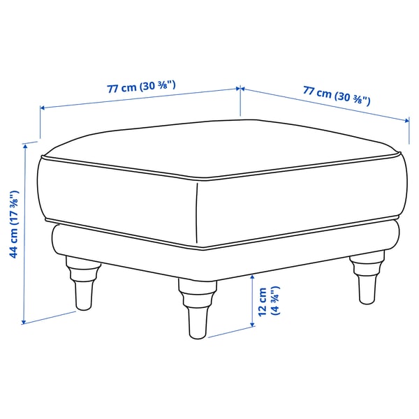 ESSEBODA footstool, Tallmyra/medium grey birch, 77x44x77 cm