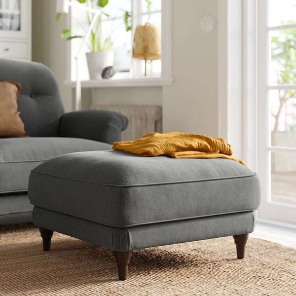 ESSEBODA footstool, Tallmyra medium grey/brown, 77x44x77 cm