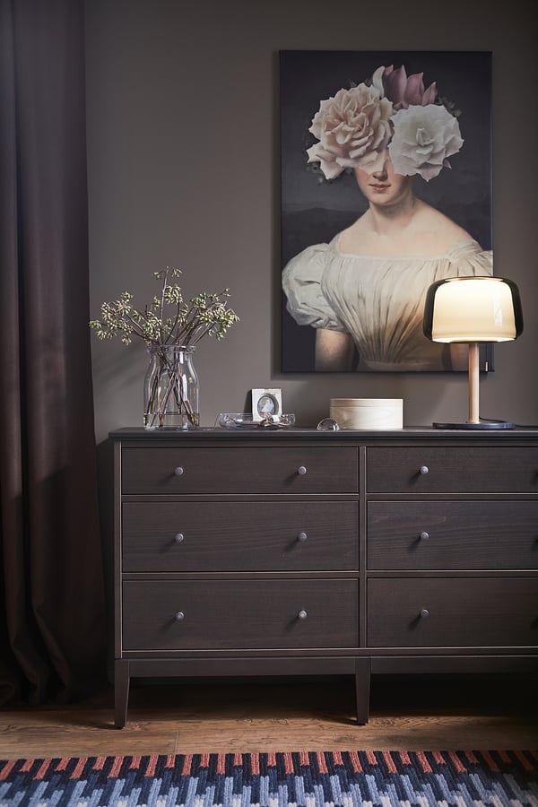 EVEDAL table lamp, marble/grey, 28 cm