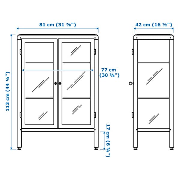 Ikea FABRIKÖR - Glass-door cabinet, black-blue, 81x113 cm