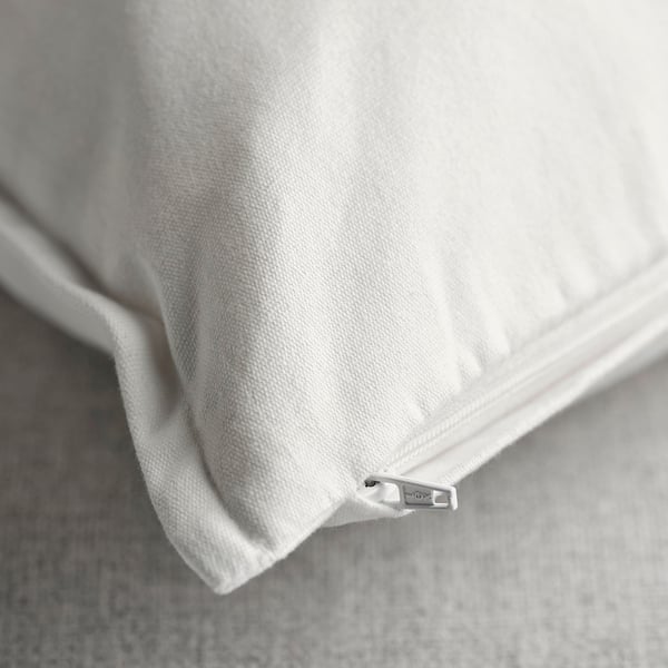 FACELIOR cushion cover, white/embroidery dark orange, 50x50 cm