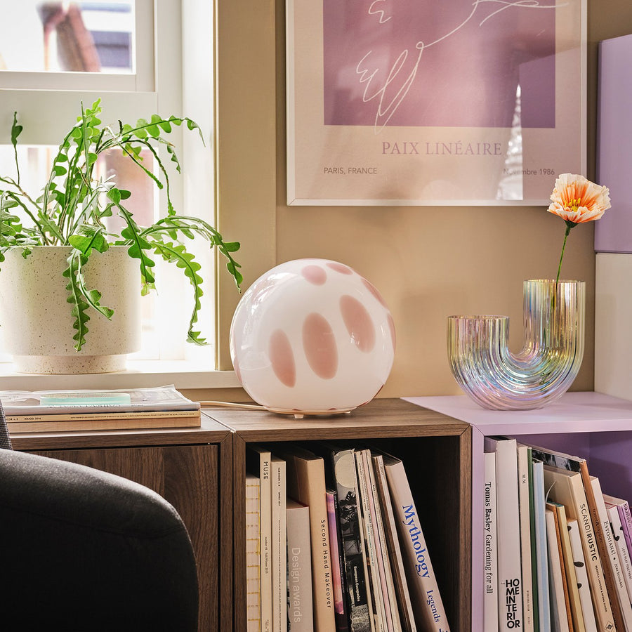 FADO table lamp, pink/glass, 25 cm