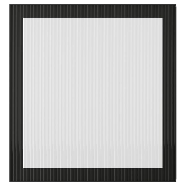 FÄLLSVIK glass door, anthracite/reeded glass, 60x64 cm