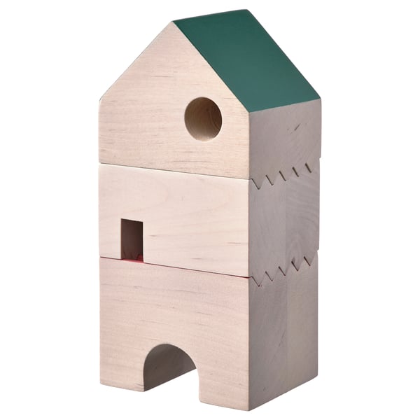 FÄLTLÖNN - FÄLTLÖNN Decoration house, set of 3, solid wood/multicolour