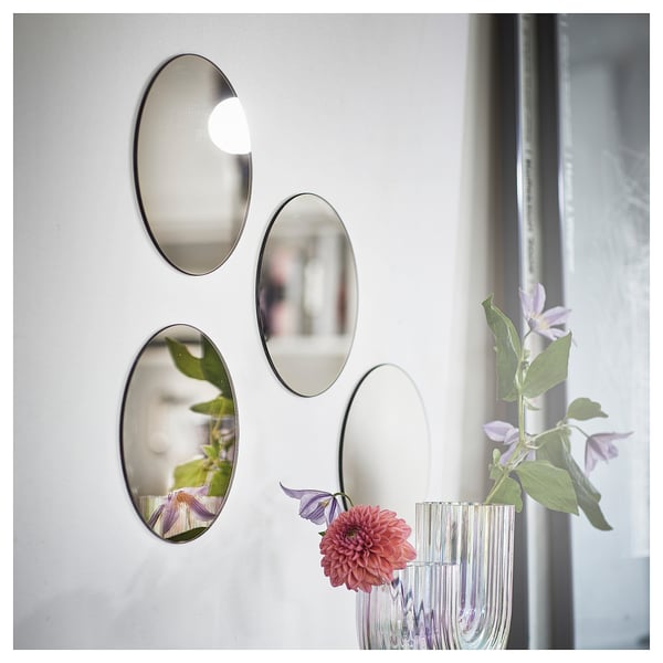 FÄRGEK - FÄRGEK Decorative mirror, grey, 20 cm