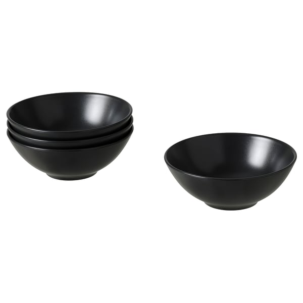 FÄRGKLAR bowl, matt dark grey, 16 cm, 4 pack