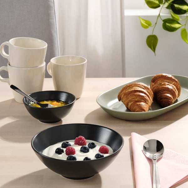 FÄRGKLAR bowl, matt dark grey, 16 cm, 4 pack