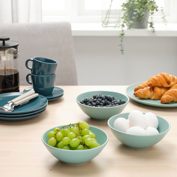 FÄRGKLAR bowl, matt light turquoise, 16 cm, 4 pack