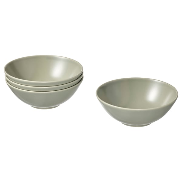 FÄRGKLAR bowl, matt green, 16 cm, 4 pack