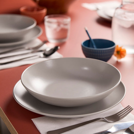 FÄRGKLAR deep plate, matt light grey, 23 cm