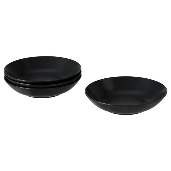FÄRGKLAR deep plate, matt dark grey, 23 cm, 4 pack