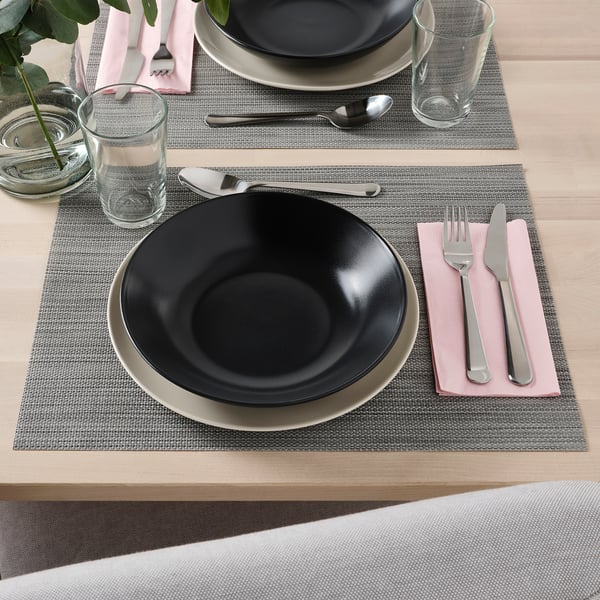 FÄRGKLAR deep plate, matt dark grey, 23 cm, 4 pack