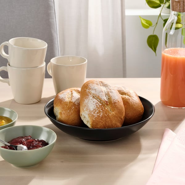 FÄRGKLAR deep plate, matt dark grey, 23 cm, 4 pack