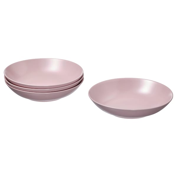 Ikea FÄRGKLAR - Deep plate, matt light pink, 23 cm