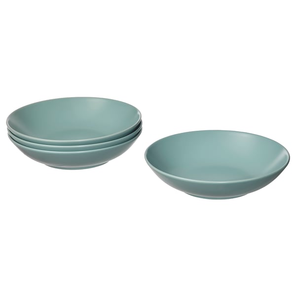 FÄRGKLAR deep plate, matt light turquoise, 23 cm, 4 pack