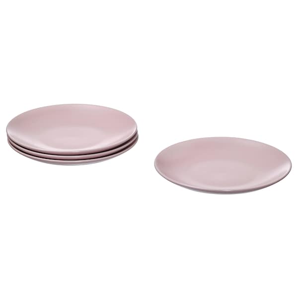 FÄRGKLAR - Side plate, matt light pink, 20 cm price include 4 pieces