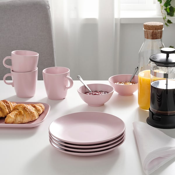 FÄRGKLAR - Side plate, matt light pink, 20 cm price include 4 pieces