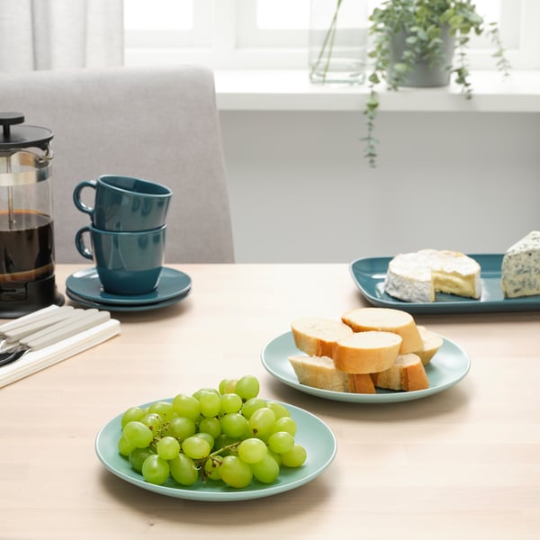 FÄRGKLAR side plate, matt light turquoise, 20 cm, 4 pack