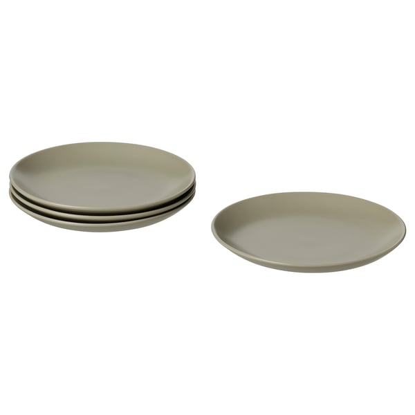 FÄRGKLAR side plate, matt green, 20 cm, 4 pack