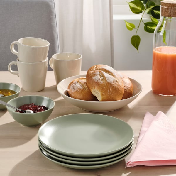 FÄRGKLAR side plate, matt green, 20 cm, 4 pack