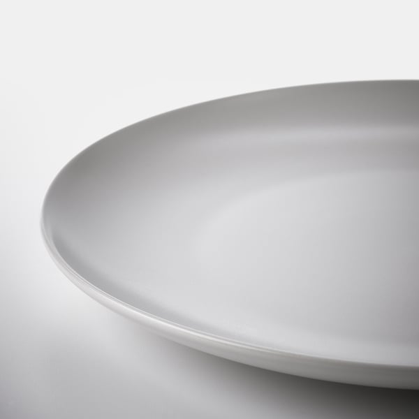 FÄRGKLAR plate, matt light grey, 26 cm, 4 pack