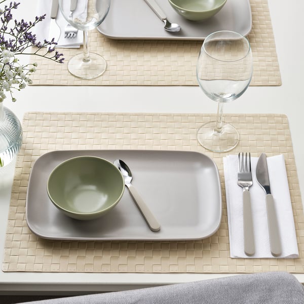 FÄRGKLAR plate, matt light grey, 30x18 cm, 4 pack