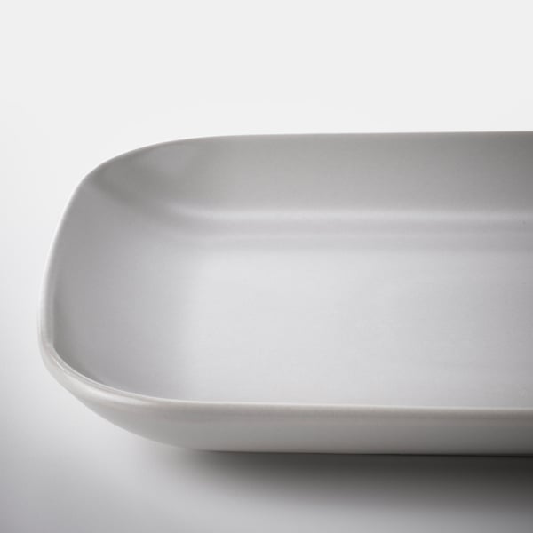 FÄRGKLAR plate, matt light grey, 30x18 cm, 4 pack