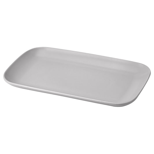 FÄRGKLAR plate, matt light grey, 30x18 cm
