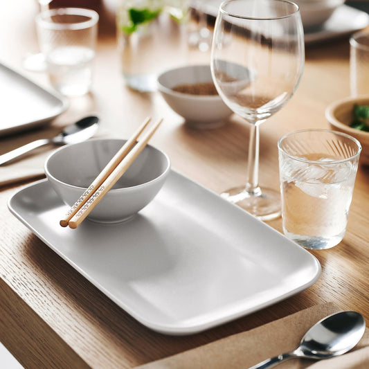FÄRGKLAR plate, matt light grey, 30x18 cm